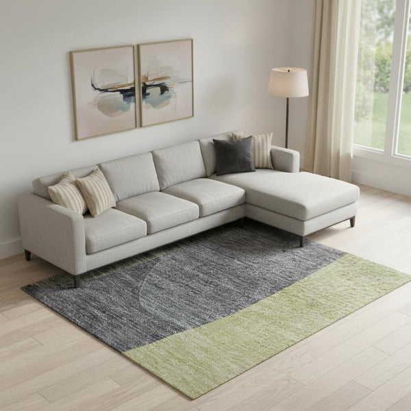 HomeRoots 10' X 14' Washable Abstract Area Rug in Purple & Wheat with UV Protection for Active Homes 706277
