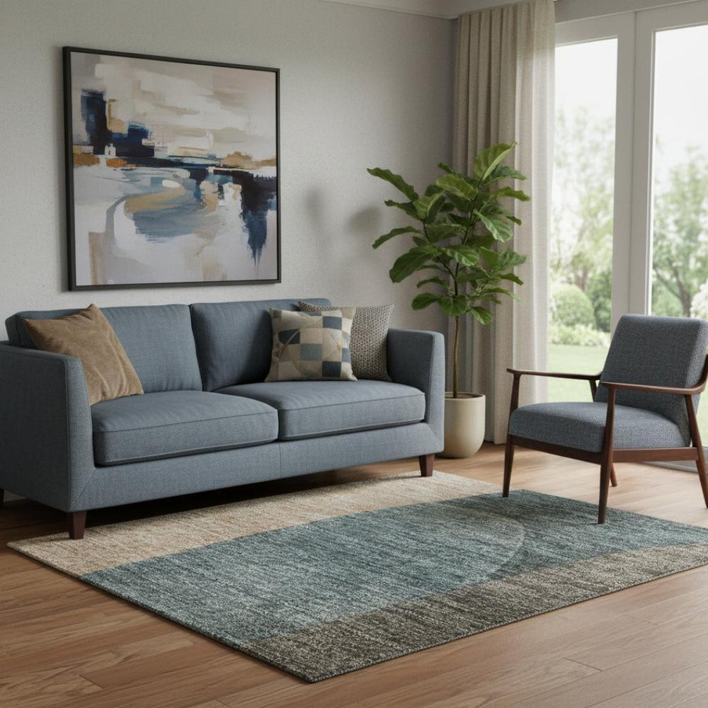 HomeRoots 5' X 8' Abstract Area Rug in Sage, Peach & Rust – Washable, Stain-Resistant, UV Protected Beauty 706279