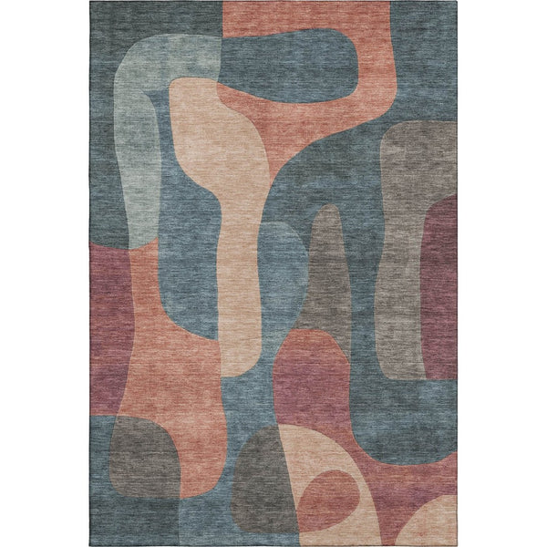 HomeRoots 8' X 10' Modern Abstract Area Rug in Sage Peach & Rust - Washable, UV Protected, Non-Slip Backing 706281