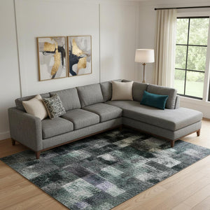 HomeRoots 9' X 12' Abstract Washable Area Rug in Sage, Peach & Rust - UV Protected, Stain Resistant & Stylish 706282