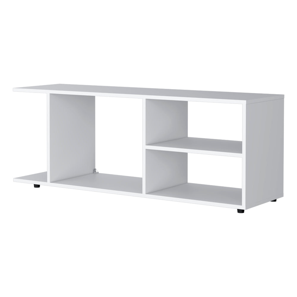 English Elm Tubac Modern TV Rack in White Melamine with Open Shelves for Media Storage, Durable 47.4" W B128P237132