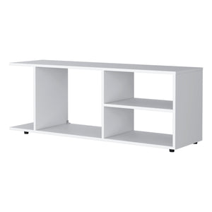 English Elm Tubac Modern TV Rack in White Melamine with Open Shelves for Media Storage, Durable 47.4" W B128P237132