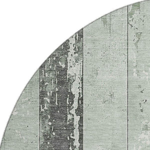 HomeRoots 8' Artichoke Green and Gray Striped Washable Round Rug - Durable, Stain-Resistant, UV Protected Style! 706286