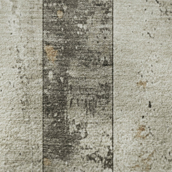 HomeRoots 5' Beige and Gray Striped Washable Area Rug with UV Protection - Pet-Friendly, Durable Design for Any Room 706291