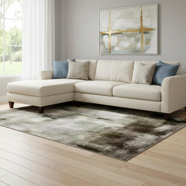 HomeRoots 8' X 10' Beige and Gray Striped Washable Area Rug with UV Protection for Stylish and Durable Living Spaces 706293