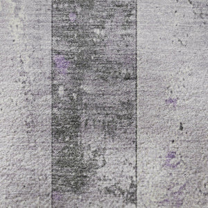 HomeRoots 5' X 8' Stylish Lavender and Gray Striped Washable Area Rug with Stain Resistance and UV Protection 706297