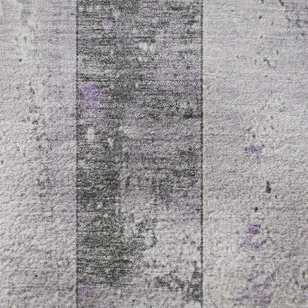 HomeRoots 5' X 8' Stylish Lavender and Gray Striped Washable Area Rug with Stain Resistance and UV Protection 706297