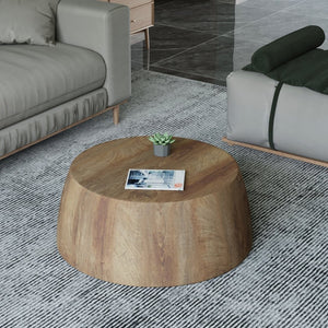 English Elm 31.5" Round Drum Coffee Table Mdf Wood Grain Modern Industrial Living Room Accent W3732P495748