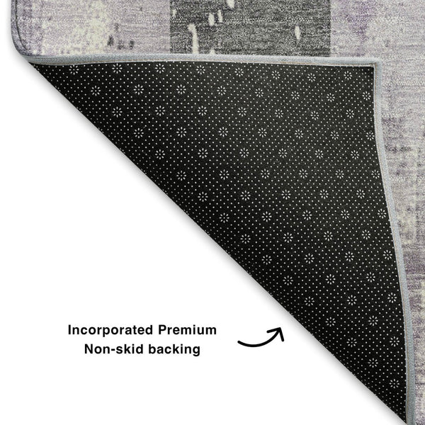 HomeRoots 9' X 12' Stylish Lavender & Gray Striped Washable Area Rug with UV Protection for Modern Spaces 706300