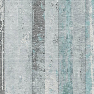 HomeRoots 9' X 12' Striped Washable Area Rug in Pale Aqua & Gray – UV Protected, Soft, Durable, Non-Slip Design 706306
