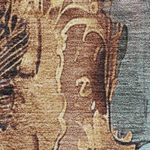 HomeRoots 5' X 8' Floral Area Rug in Blue, Gold & Copper – Washable, UV-Protected, Durable & Stylish Design! 706309