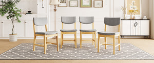 English Elm 4-piece Farmhouse Solid Wood Dining Chairs Upholstered Gray Fabric Curved Back Seating Natural N752P368504A