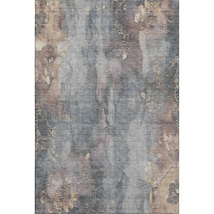 HomeRoots 5' X 8' Gray and Beige Floral Area Rug - Washable, UV Protected, Stylish, Durable for High Traffic Areas 706315