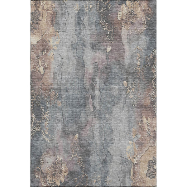 HomeRoots 5' X 8' Gray and Beige Floral Area Rug - Washable, UV Protected, Stylish, Durable for High Traffic Areas 706315