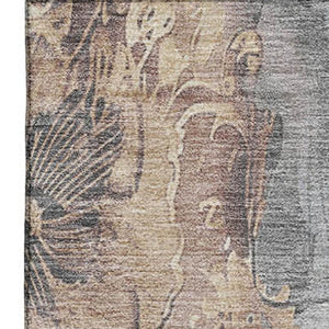 HomeRoots 5' X 8' Gray and Beige Floral Area Rug - Washable, UV Protected, Stylish, Durable for High Traffic Areas 706315