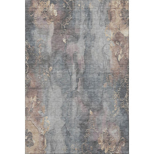 HomeRoots 5' X 8' Gray and Beige Floral Area Rug - Washable, UV Protected, Stylish, Durable for High Traffic Areas 706315