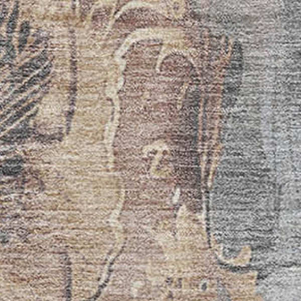 HomeRoots 8' X 10' Gray and Beige Floral Area Rug - Durable, Washable, UV Protected for Stylish Living Spaces 706317