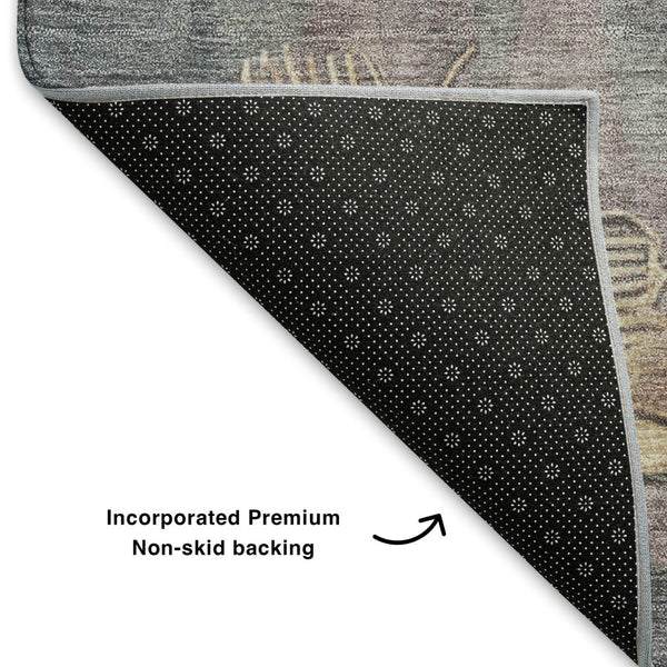 HomeRoots 9' X 12' Gray and Beige Floral Washable Area Rug – Stylish, Durable, UV-Protected for High-Traffic Areas 706318