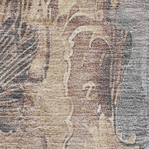 HomeRoots 9' X 12' Gray and Beige Floral Washable Area Rug – Stylish, Durable, UV-Protected for High-Traffic Areas 706318