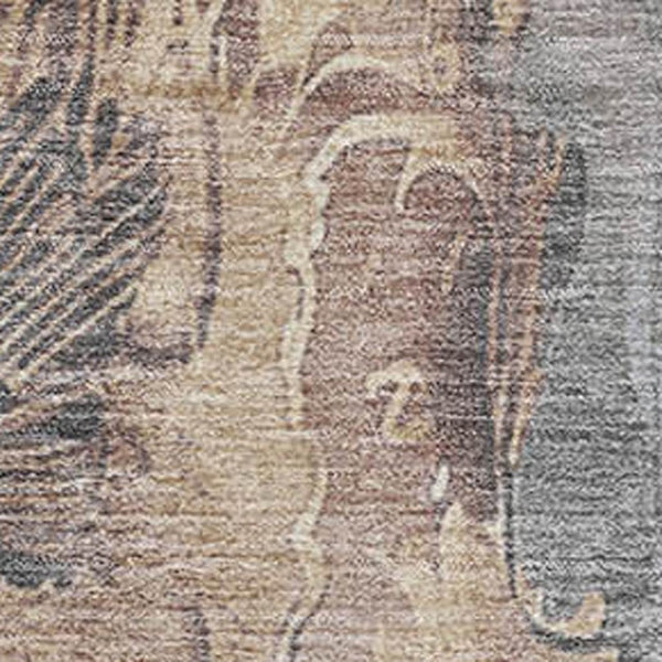 HomeRoots 9' X 12' Gray and Beige Floral Washable Area Rug – Stylish, Durable, UV-Protected for High-Traffic Areas 706318