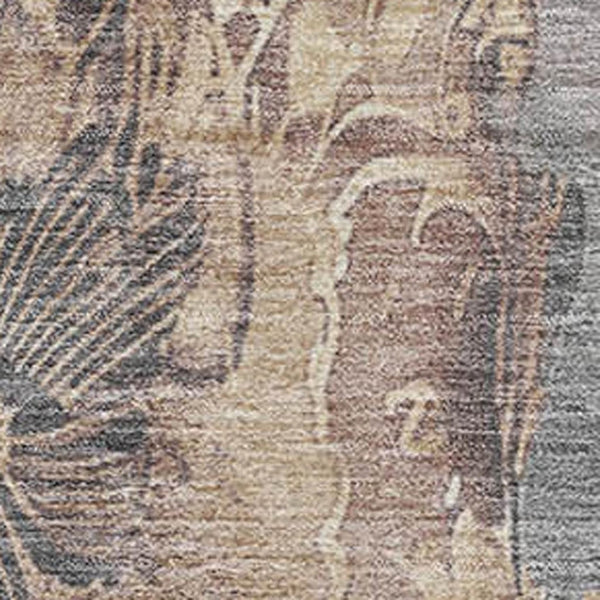 HomeRoots 10' Gray and Beige Floral Washable Area Rug - UV Protected, Durable, Easy-Care Design for Homes 706319