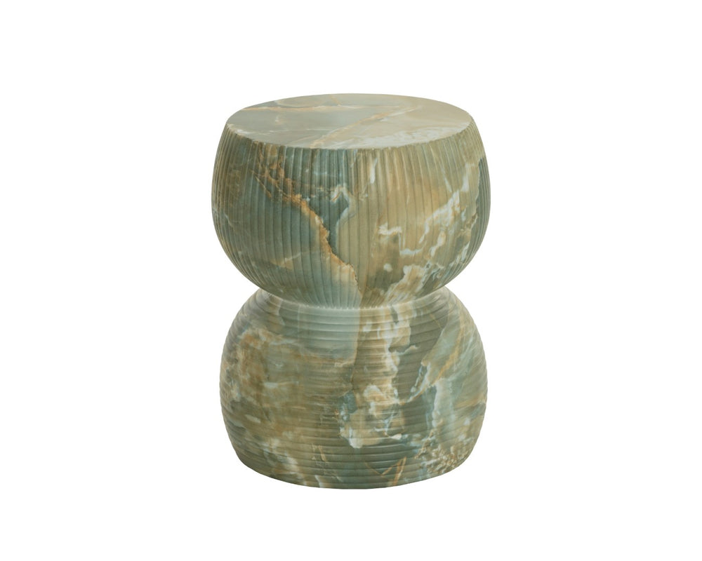 Sunpan GEMINA End Table - Elegant Marble Look with Jade Onyx Finish, Sculptural Design for Modern Spaces 112758
