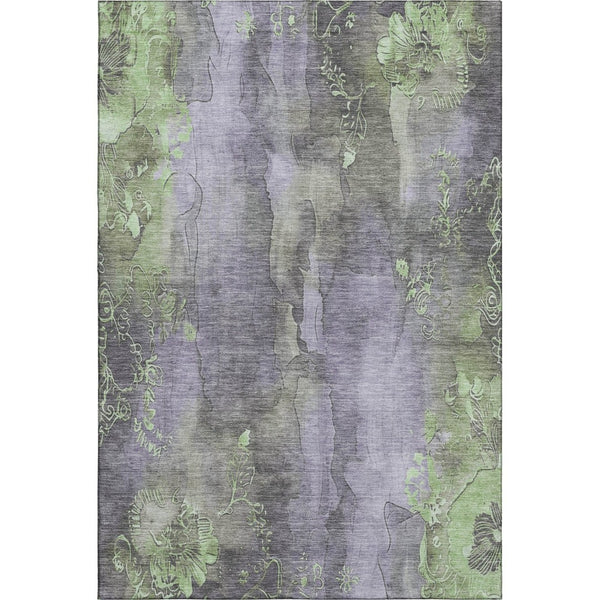 HomeRoots 5' X 8' Elegant Lavender & Green Floral Area Rug - Washable, UV Protected, Stain Resistant, Non-Slip 706321