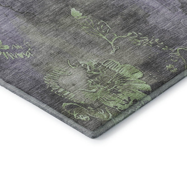 HomeRoots 5' X 8' Elegant Lavender & Green Floral Area Rug - Washable, UV Protected, Stain Resistant, Non-Slip 706321