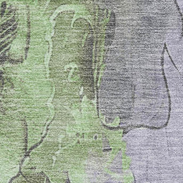 HomeRoots 5' X 8' Elegant Lavender & Green Floral Area Rug - Washable, UV Protected, Stain Resistant, Non-Slip 706321