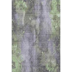 HomeRoots 5' X 8' Elegant Lavender & Green Floral Area Rug - Washable, UV Protected, Stain Resistant, Non-Slip 706321