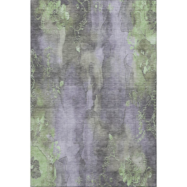 HomeRoots 5' X 8' Elegant Lavender & Green Floral Area Rug - Washable, UV Protected, Stain Resistant, Non-Slip 706321