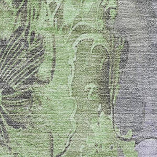 HomeRoots 8' X 10' Floral Area Rug in Lavender and Green - Washable, UV Protected, Stain Resistant, Non-Slip! 706323