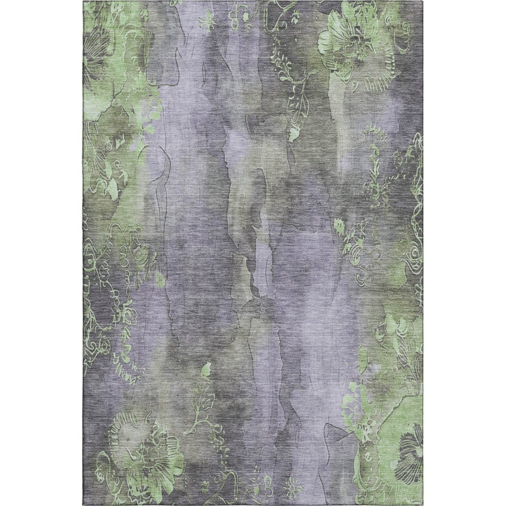 HomeRoots 9' X 12' Stylish Lavender & Green Floral Area Rug - Washable, UV-Protected, Non-Slip for Every Home! 706324