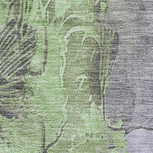 HomeRoots 9' X 12' Stylish Lavender & Green Floral Area Rug - Washable, UV-Protected, Non-Slip for Every Home! 706324