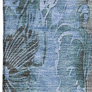 HomeRoots 10' X 14' Taupe & Blue Floral Area Rug - Durable, Washable, UV-Protected for Stylish Living Spaces 706331