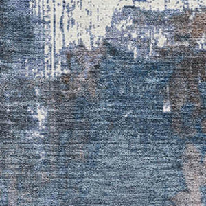 HomeRoots 5' X 8' Abstract Washable Area Rug in Brown & Blue - Stain Resistant, UV Protected, Modern Design! 706333