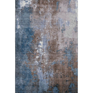 HomeRoots 8' X 10' Washable Abstract Area Rug in Brown & Blue – Durable, UV-Protected, Non-Slip for High-Traffic Areas 706335
