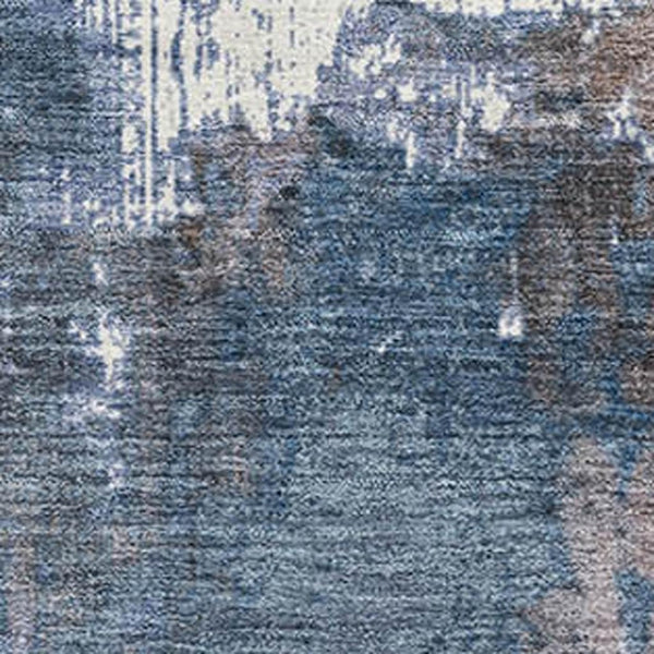 HomeRoots 8' X 10' Washable Abstract Area Rug in Brown & Blue – Durable, UV-Protected, Non-Slip for High-Traffic Areas 706335