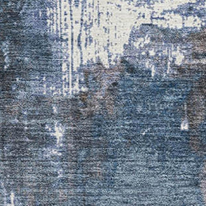 HomeRoots 10' X 14' Brown And Blue Abstract Washable Area Rug - Durable, UV-Protected, Perfect for High Traffic! 706337