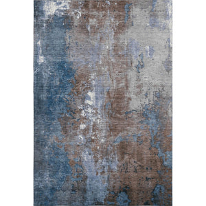 HomeRoots 9' X 12' Coffee and Blue Abstract Area Rug - Washable, UV Protected, Stain Resistant, Soft Touch! 706342