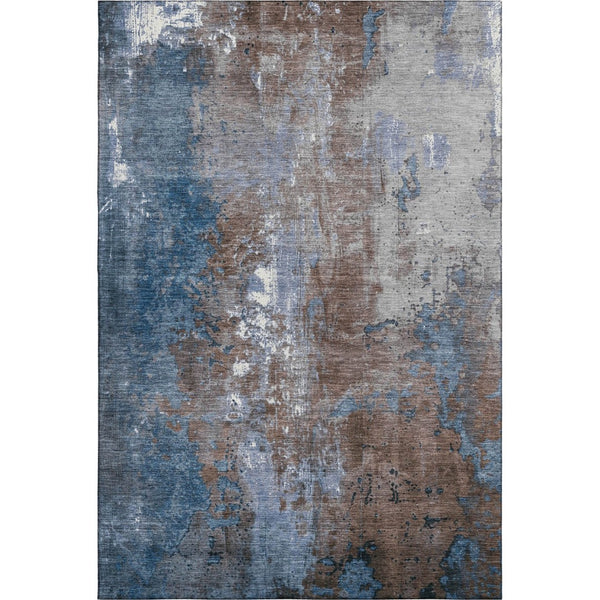 HomeRoots 9' X 12' Coffee and Blue Abstract Area Rug - Washable, UV Protected, Stain Resistant, Soft Touch! 706342