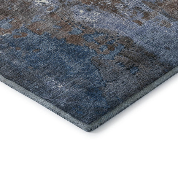 HomeRoots 9' X 12' Coffee and Blue Abstract Area Rug - Washable, UV Protected, Stain Resistant, Soft Touch! 706342