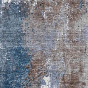 HomeRoots 9' X 12' Coffee and Blue Abstract Area Rug - Washable, UV Protected, Stain Resistant, Soft Touch! 706342