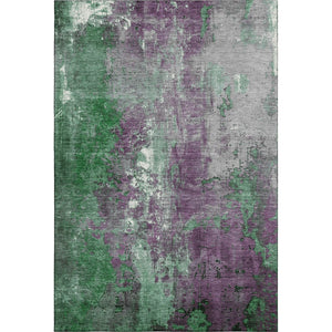 HomeRoots 9' X 12' Vibrant Emerald & Purple Abstract Washable Area Rug with UV Protection & Stain Resistance 706348