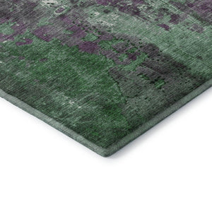 HomeRoots 9' X 12' Vibrant Emerald & Purple Abstract Washable Area Rug with UV Protection & Stain Resistance 706348