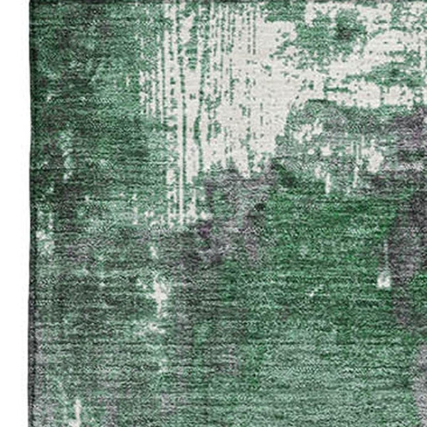 HomeRoots 9' X 12' Vibrant Emerald & Purple Abstract Washable Area Rug with UV Protection & Stain Resistance 706348