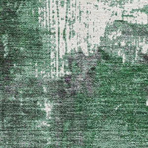 HomeRoots 10' Emerald & Purple Abstract Area Rug - Washable, UV-Protected, Stain Resistant for High-Traffic Homes 706349