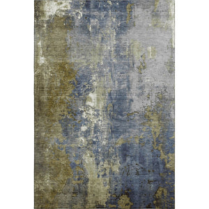 HomeRoots 5' X 8' Khaki and Blue Abstract Area Rug – Stylish, Washable, UV-Protected for Busy Homes & Pets 706351