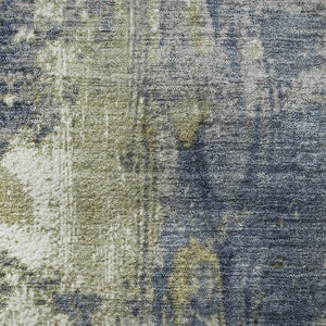 HomeRoots 5' X 8' Khaki and Blue Abstract Area Rug – Stylish, Washable, UV-Protected for Busy Homes & Pets 706351