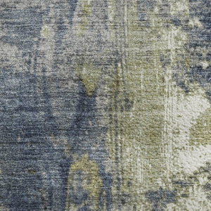HomeRoots 5' X 8' Khaki and Blue Abstract Area Rug – Stylish, Washable, UV-Protected for Busy Homes & Pets 706351